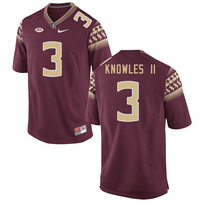 Men #3 Kevin Knowles II Florida State Seminoles College Football Jerseys Stitched-Garnet